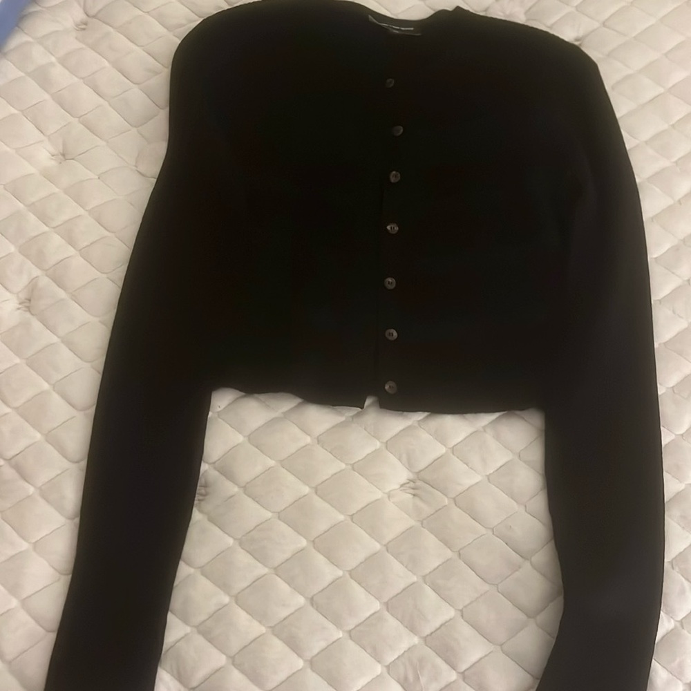 Like new Narciso Rodriguez long sleeve black cropped fitted sweater.